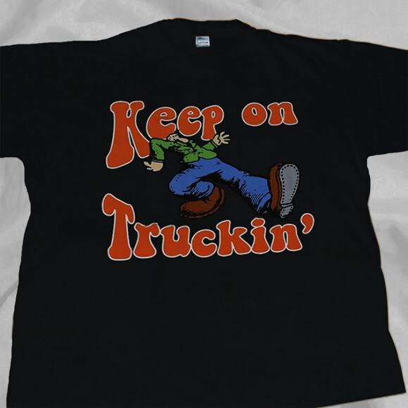 

Good Vibes Keep On Truckin 70s Vintage Rare Black T-Shirt 1M025 Unisex T-Shirt XXXXL