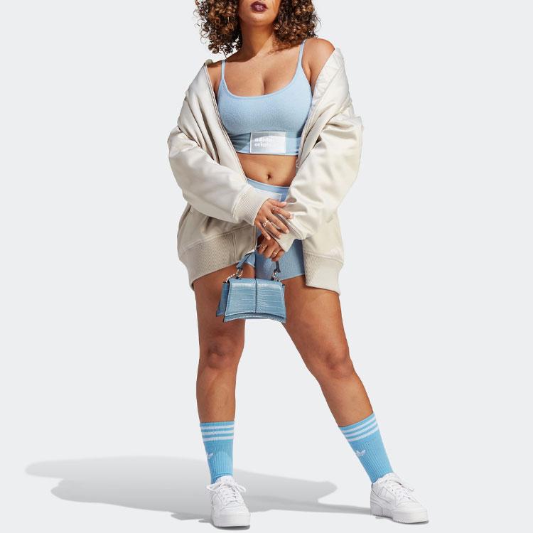 Adidas Originals Trefoil Bra Top Spice Girl Collection Solid Color Logo Letter Print Sports Tank Top Women Tops Sky-Blue IC8525
