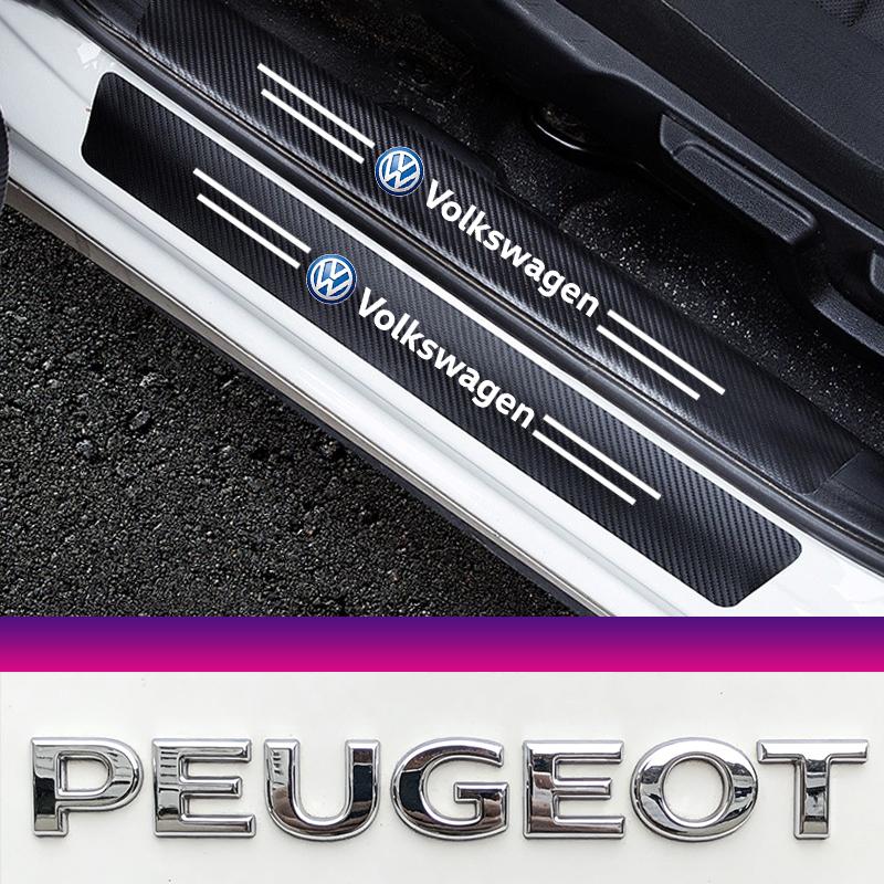 1Set Car Door Threshold Sticker Auto Trunk Protective Strip For Peugeot/For VW Golf Amarok T5 Phaeton Teramont ID3 Tiguan T-Cros