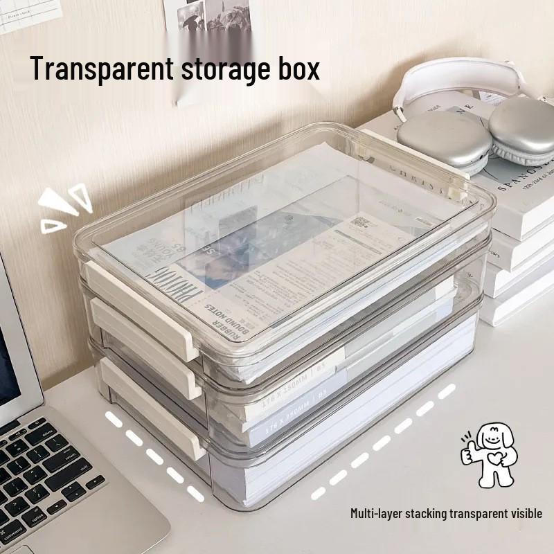 Clear A4 Document Organizer: Large Capacity File Storage Box for Office and Home