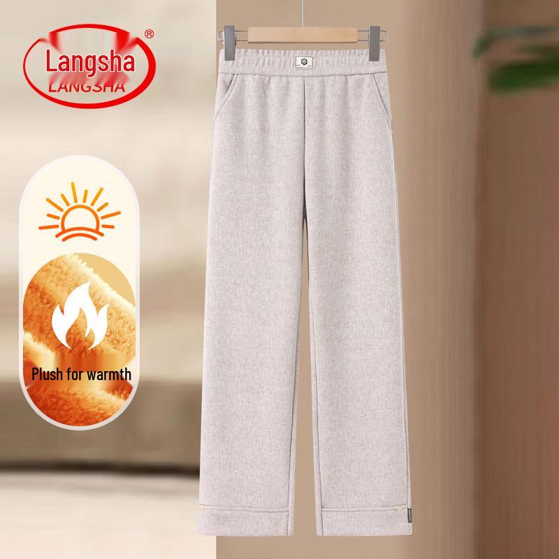 

LangSha Women s Fleece-Lined Straight-Leg Woolen Pants 2XL