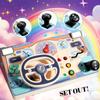 Wooden Busy Board,Sensory Toys with Light Switch,Steering Wheel Busy Board ,Travel Toys for Educational Kid Activities for Boys Girls, Random Color