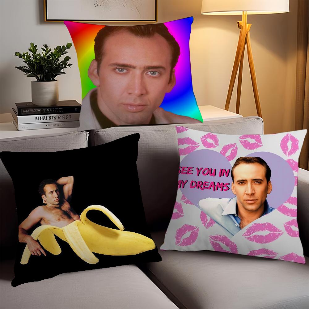 Funny Emoticons N-Nicolas C-Cage Pillow Case Office Cushions Suitable For Sofa Car Bedroom Decorative Cushion Cover