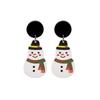 925 Sterling Silver Cartoon Christmas Earrings: Cute Bell & Snowman Acrylic Dangle Design