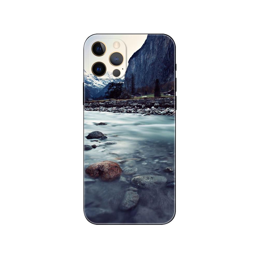 mountain landscape phone case for iphone 14 5s 2020se 6 6s 7 8 plus x 10 XR XS 11 12 13 mini pro MAX black tpu back cover