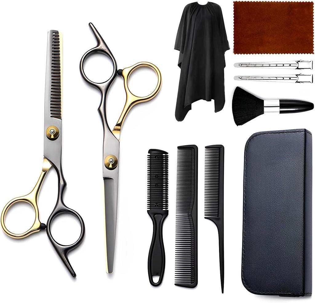 Stainless Steel Barber & Hairdressing Scissors Set: Flat Tooth & Thinning Options