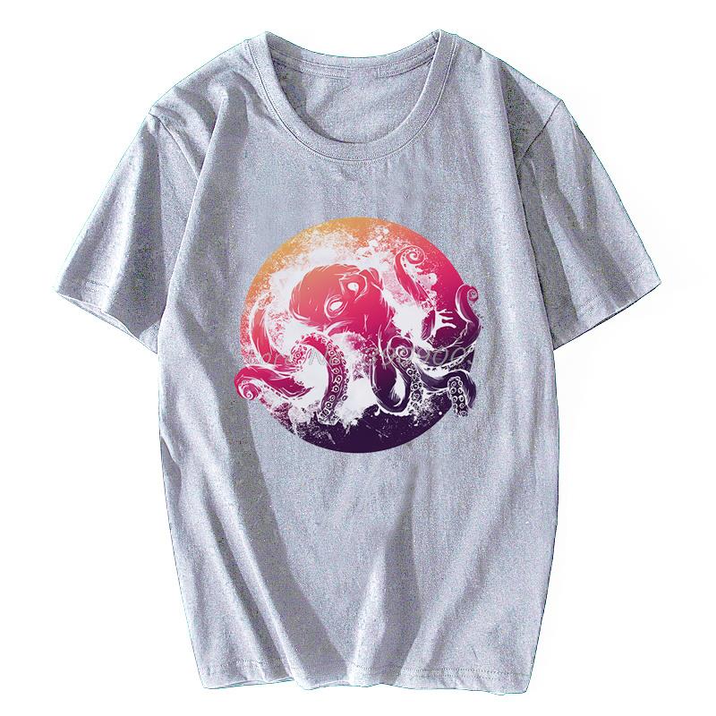 Deep Sea Octopus Funny Vintage TShirt Casual Cotton Tshirt Oversized Unisex Tops Unisexs Clothes Fitness T Shirt