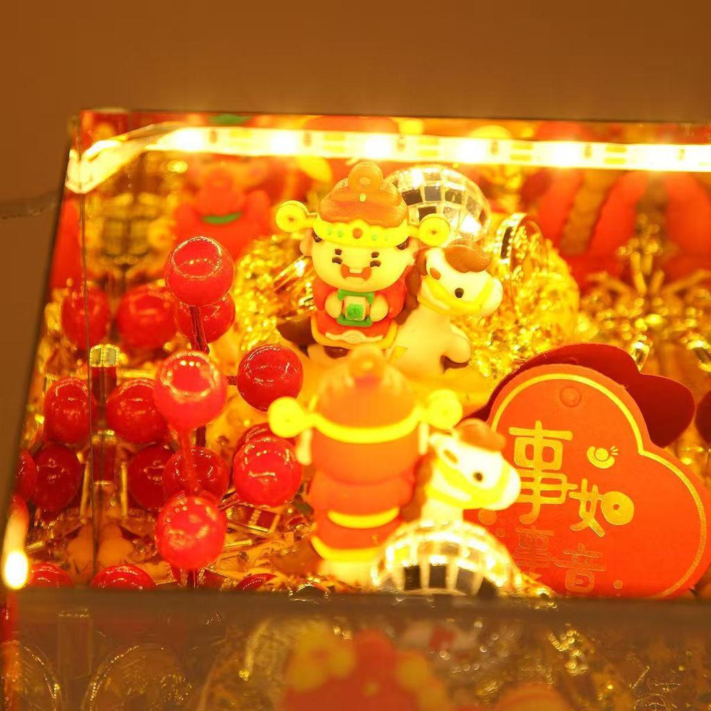 Cai Shen Rotatable Rubik's Cube Night Light - Large Size Festive Gift for Year of the Horse, New Year Ornament & Souvenir