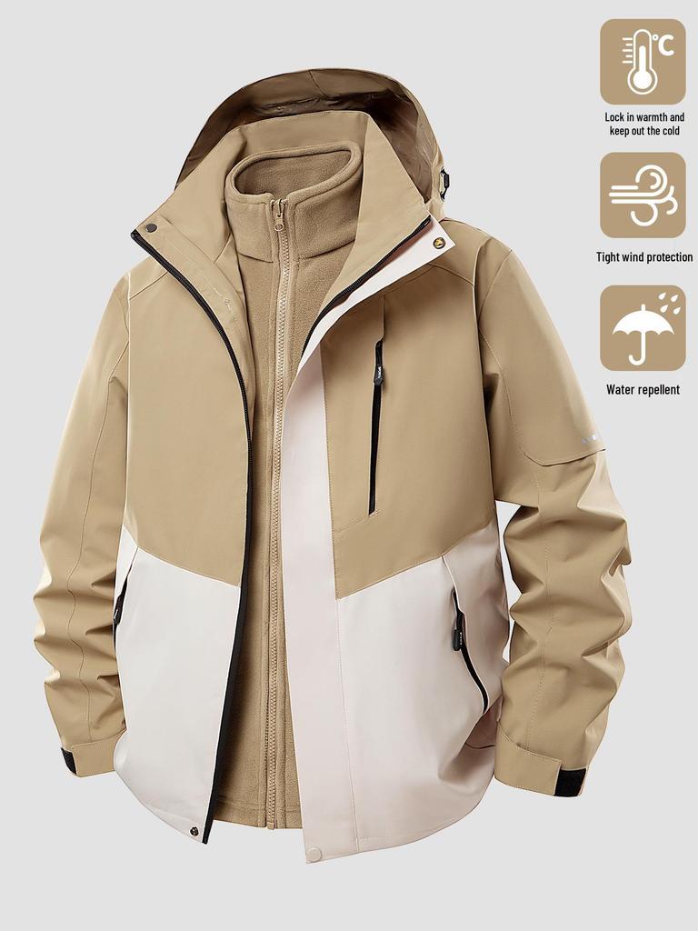 3-in-1 Men's Assault Jacket: New 2025 Autumn/Winter Outdoor Windproof, Waterproof Hooded Workwear
