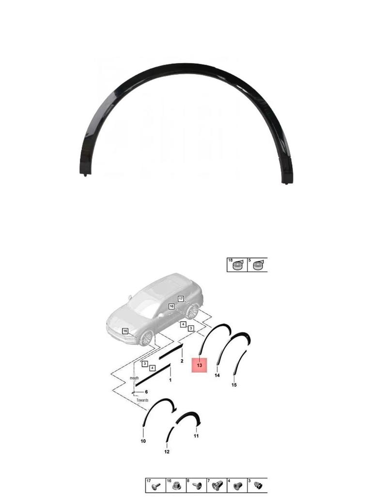 Suitable Rear Wheel Arch for 2018 Cayenne - Model 9Y0854731KG2X