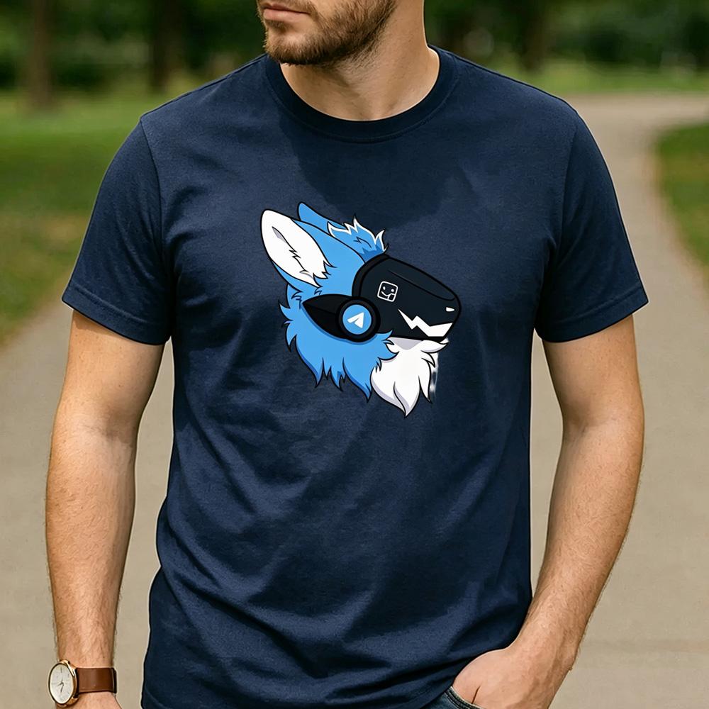 Bright Blue Fluff Protogen Arrow Ear Graphic T Shirt Unisex Crew Neck Short Sleeve Fandom Fan Holiday Gift Top