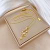 Titanium Steel Moon Tassel Star Light Luxury Temperament Gorgeous Full Diamond Necklace Female Versatile Collarbone Chain Titanium Steel Chain
