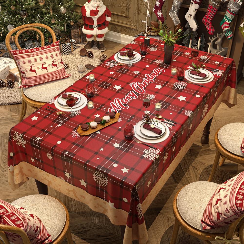Festive Christmas Tablecloth for Dining Table Holiday Decor Home Party Theme Cover