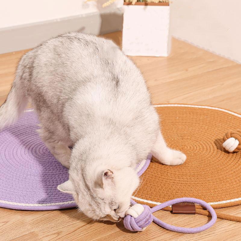 Cat Ear Round Cotton Rope Cat Scratcher Mat Pet Sleeping Rug Anti Scratch Sofa Protector Kitten Claw Grinding Accessory