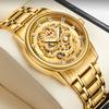Cool Gold Dragon Long WLISTH Business Men Analog Quartz Watch Fashion Stainless Steel Date Display Luminous Wristwatch