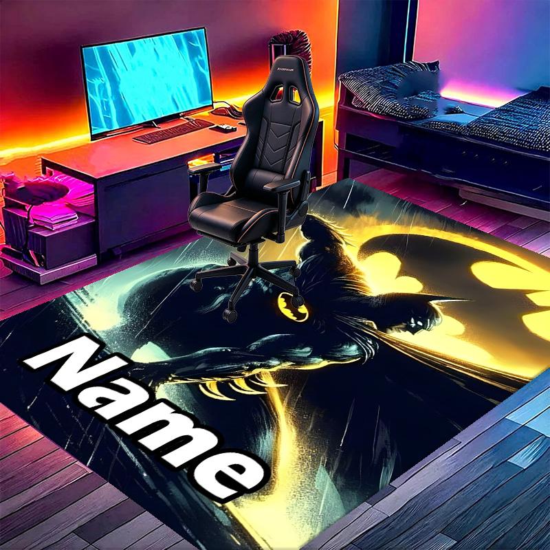 Custom Name Personalized Batman Print Carpet, Versatile Home Decor Rug, for Playroom, Apartment, Balcony, Entryway, Hallway Gift
