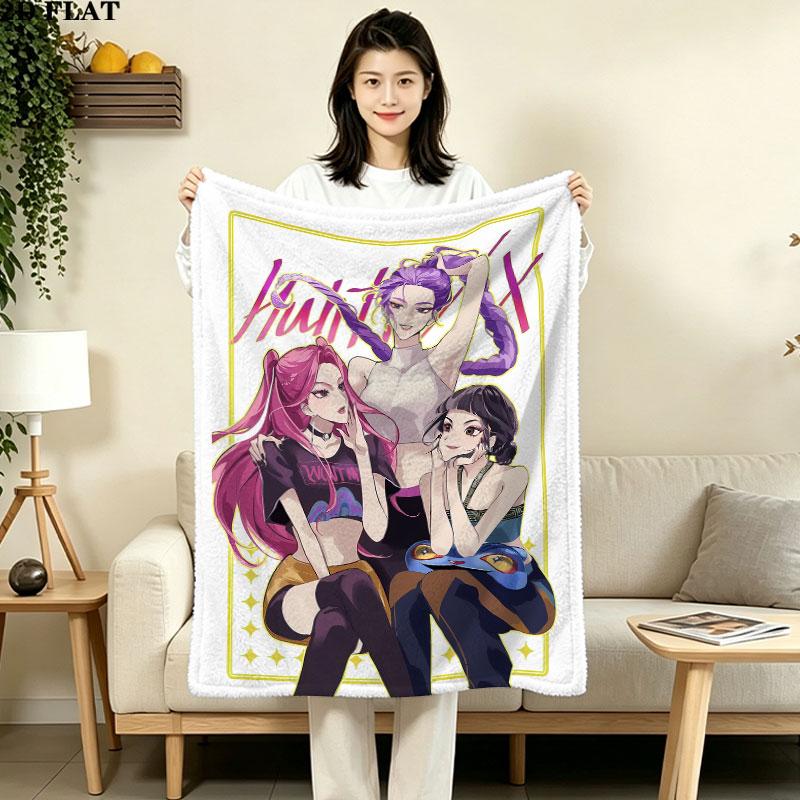 1PC Kpop Demon Hunters Patterned Flannel Blanket Suitable For All Seasons For Home Decor Warmth And Comfort Gifts Holiday Present