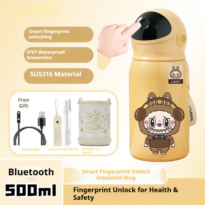 Fingerprint Thermos Cup Children s Fingerprint Unlocking Thermos Cup 316 Stainless Steel Food Grade Student Thermos Cup 500ml