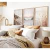 Set di Quadri su Tela Boho Beach, Stampe Costiere Morbide al Tramonto, Decorazioni Neutre con Oceano e Erba della Pampa, Regali Perfetti per l'Inaugurazione della Casa, Estivi