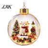 Winter Theme Party Supplies 3D Christmas Animal Faux Crystal Ball Ornament, Lighted Acrylic Hanging Decor Warm Light Scenes with Hedgehog Penguin