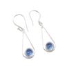 Kolczyki wiszące z kamieniem szlachetnym tanzanitem, srebro próby 925, ręcznie robione, 1,76" EE-126-11