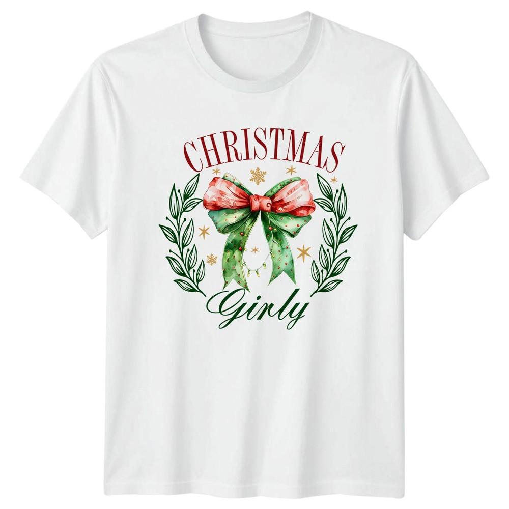 Christmas Girly Christmas Holidays Bow Unisexs TShirt Unisexs Graphic Tee S