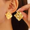 Exaggerated Gold Color Heart Oval Earrings For Women Metal Earing Jewelry Trending Irregular Wrinkled Geometric Earrings
