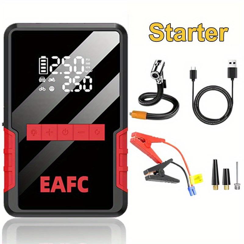 2-in-1 Auto-Starthilfe - Tragbarer Reifenfüller, Großes Display, LED-Licht & Powerbank für 4,0L Benzin 6,0L Diesel Auto