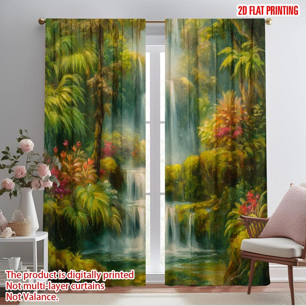 2 Stück, 2D-Flachdruck Minimalistische Vorhänge Tropische Kaskade Vielseitig Langlebiges Polyester (ohne Stange) Dekorationen Innen Perfekt