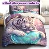 Two animals and lovePattern Bedding Quilt Set Quilt Cover Pillowcase Home Decoration Birthday Gift (1 * duvet cover + 2 * pillowcase, without core)