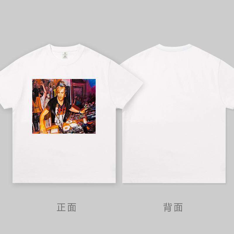 2025 New David Guetta Short Sleeve T-shirt Top 100 Dj Clothes Around Electronic Bungee Dance Pure Cotton Men and Women T Shrit