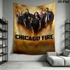 Chicago Fire Wall Tapestry Aesthetic Wall Hanging Printed Fabric Blanket Decorative Tapestries for Bedroom Living Room Home Decor