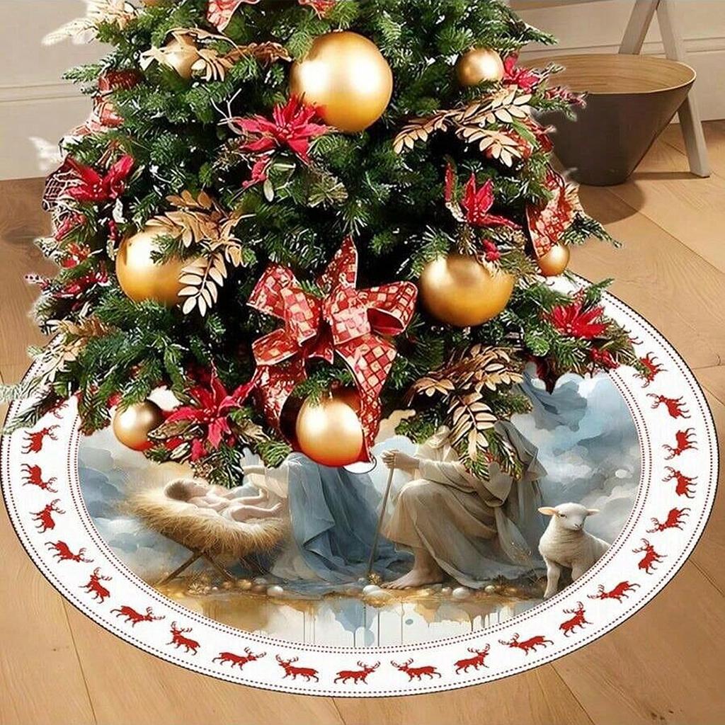 Zlatá vločka Sukně pod vánoční stromek se zlatými třpytivými vločkami Zimní sváteční dekorace Vánoční atmosféra Sukně pod stromek