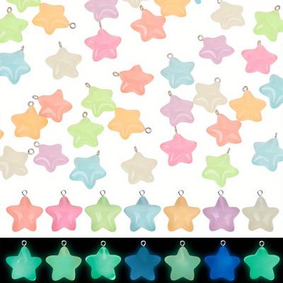 8/16/24 Stück Harzmaterial leuchtender Sternanhänger leuchtende Perle Schmuck DIY Sommer Strand Fußkettchen Ohrringe