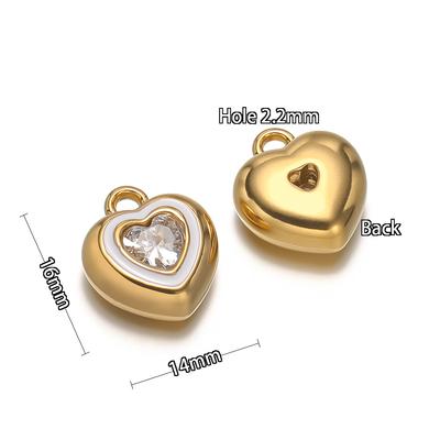 4pcs Stainless Steel Enamel Heart Zirconia Charms for DIY Jewelry Findings Necklace Pendants Bracelet Supplies Earrings Making
