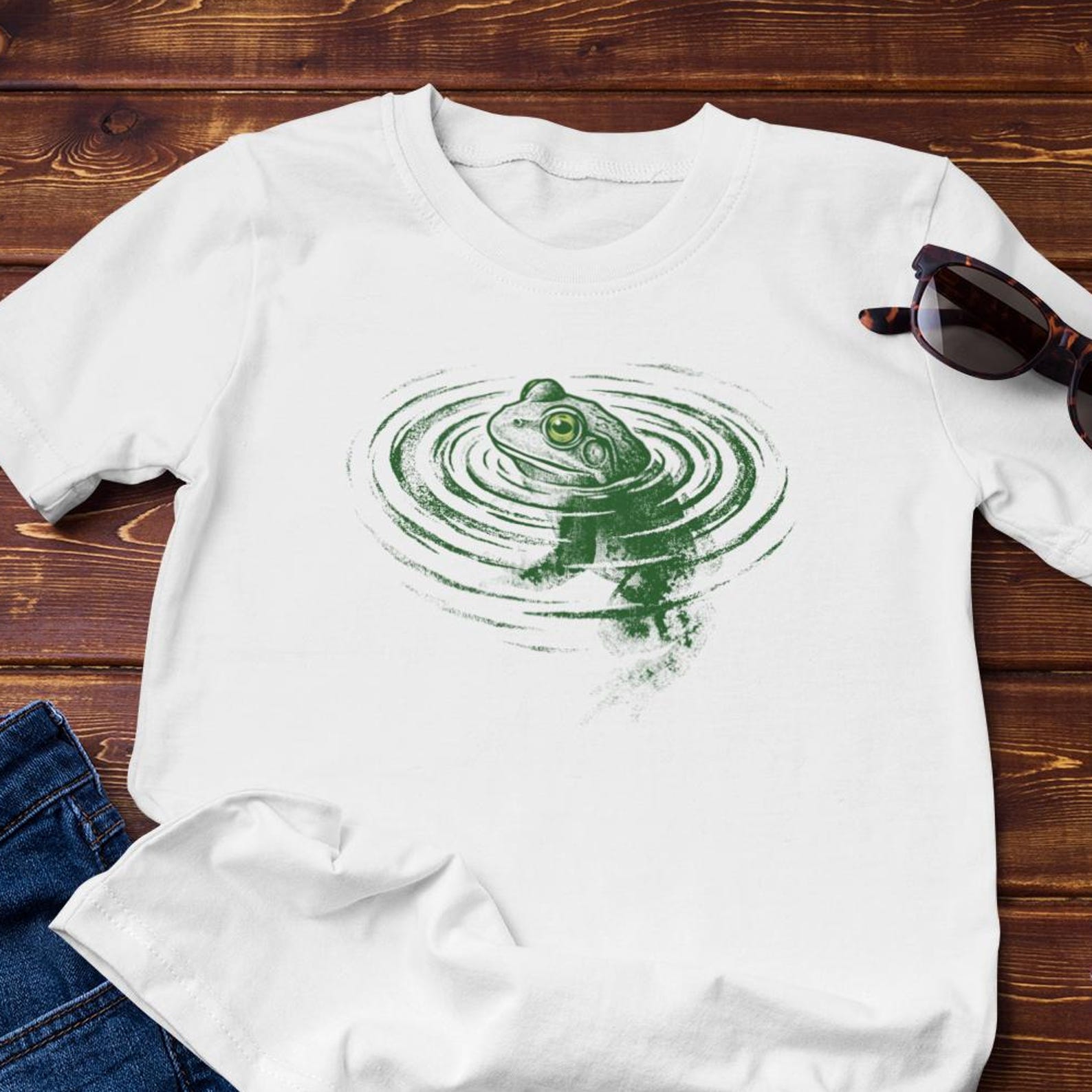 Funny Shirt - Frog Treading Water - Relatable - Cotton Tee S