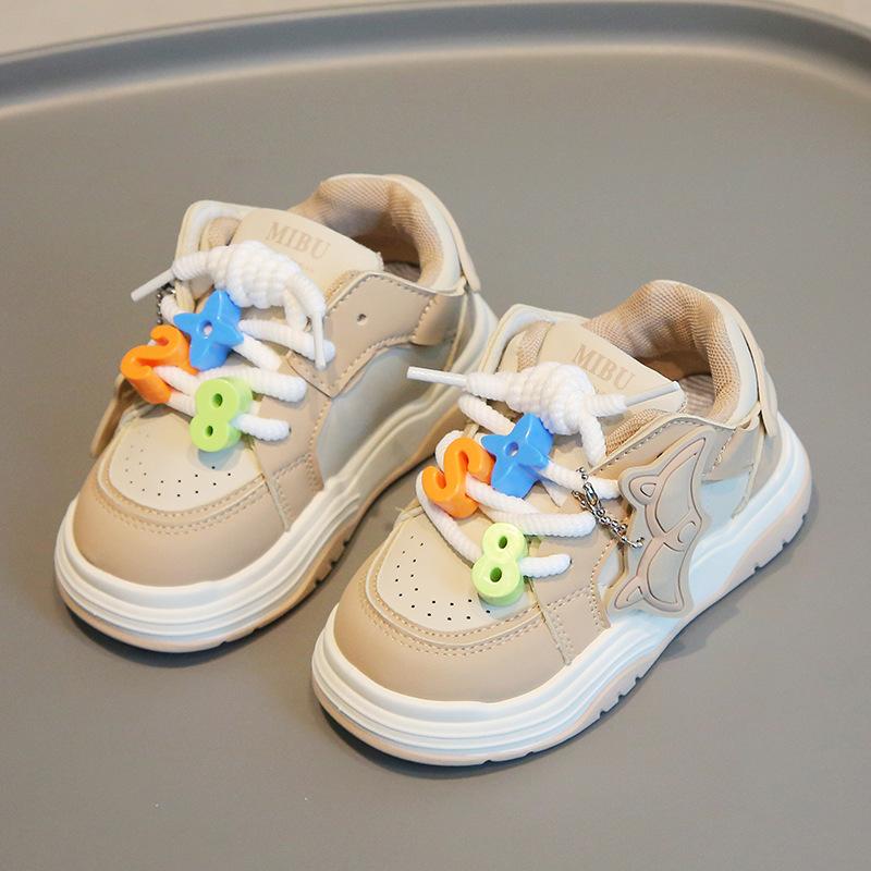 Children's Sports Shoes 2025 Spring and Autumn New Boys' Little White Shoes Cartoon Girls' Casual Board Shoes Soft-soled Baby Shoes