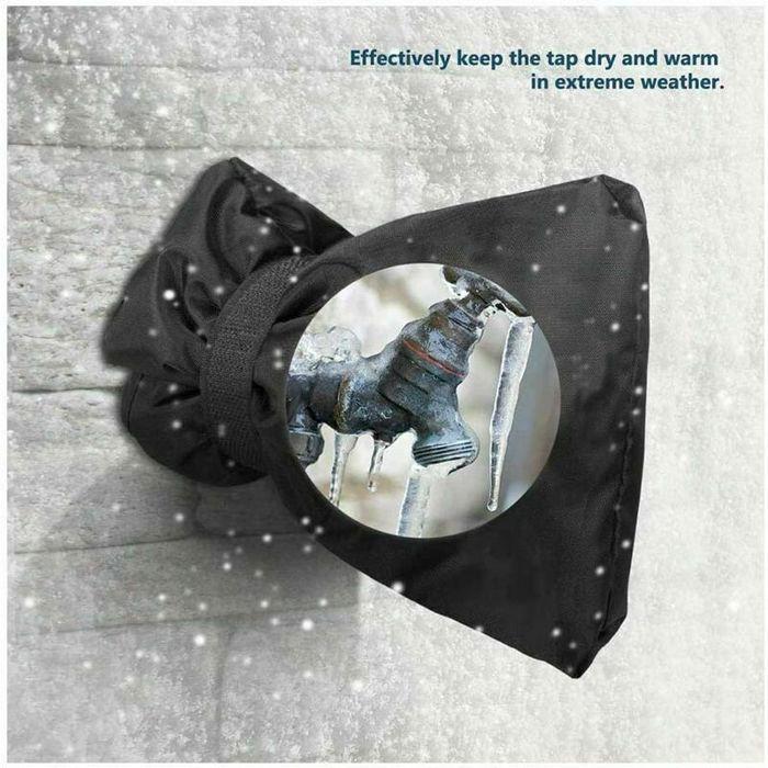 Housses pour robinet d'extérieur - LARGEIGHT - Lot de 2 - Épaisses - Isolation thermique - Noires