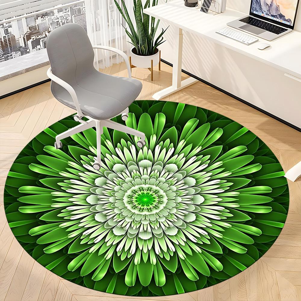 1pc Green Floral Pattern Chair Carpet for Office, Soft Flannel Throw Mat, Perfect for Office,Holiday Party Decoration Choice Yy251113185