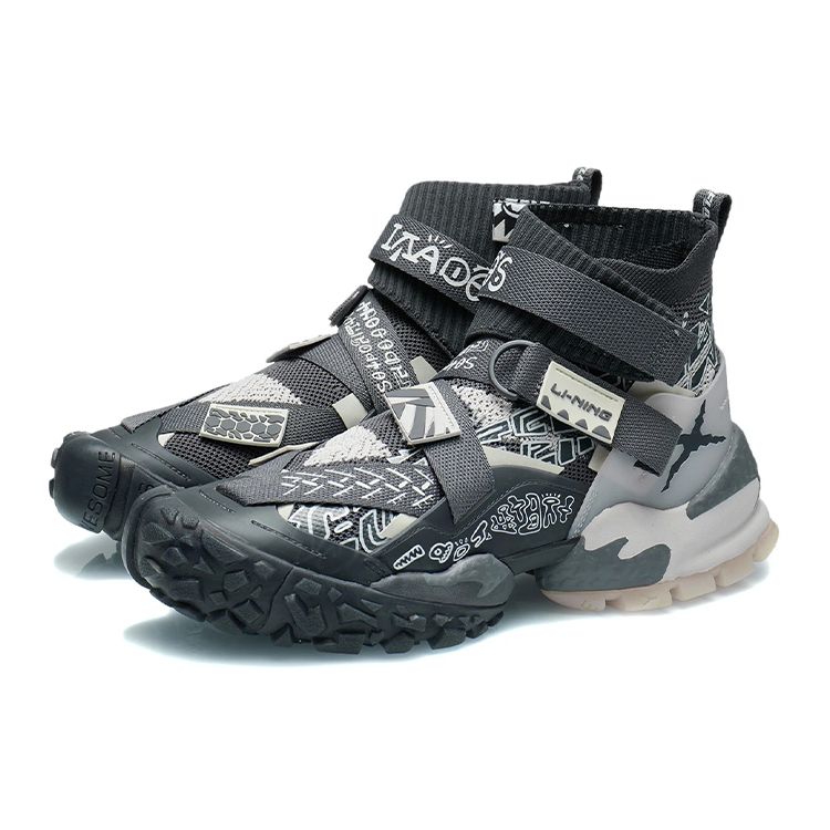 Li Ning CF Mars Crisis High-Top Trendy Casual Sports Shoes Men Sneakers Cold-Sand-Black AGLR173-3