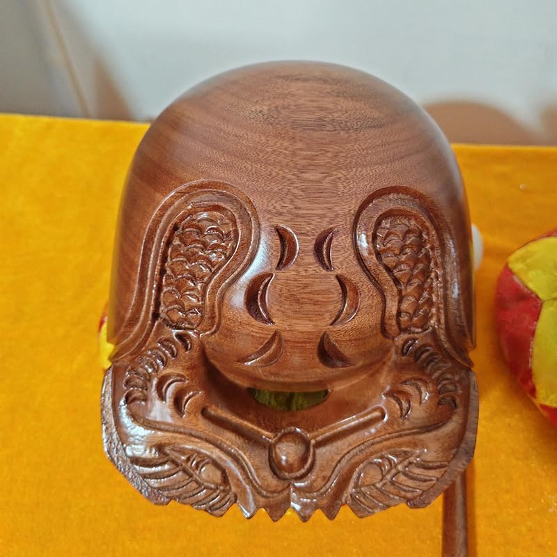 Generisches 5-Zoll Traditionelles Kikutani Mokugyo (Mokusatsu) Buddhistisches Altarset mit Schlägeln, Mini-Meditations-Schlaginstrument, 14 cm breit, Hergestellt aus