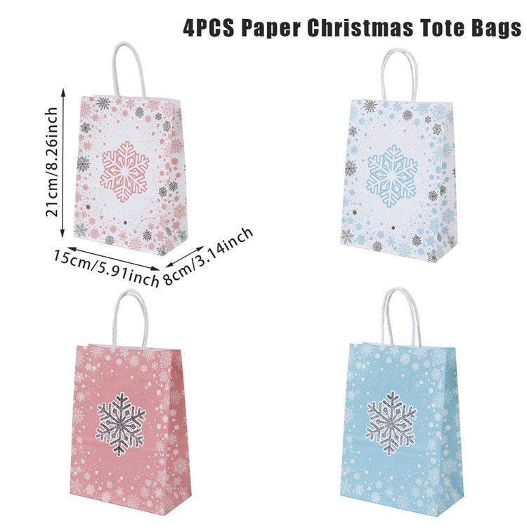 

4 шт. Рождественский подарочный пакет крафт-бумажные пакеты Веселое рождественское украшение 2024 для дома Рождество Навидад Новогодние подарки упаковочные пакеты as shown