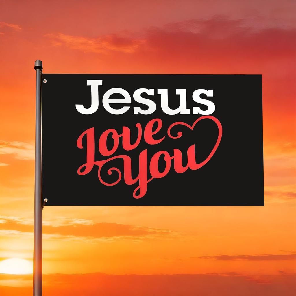 1pc Jesus Love You Flag, Single-sided Print, Made of 100% Material, with 2 Grommets. Suitable for Home/garden/outdoor/indoor Use. Available In 4 Sizes