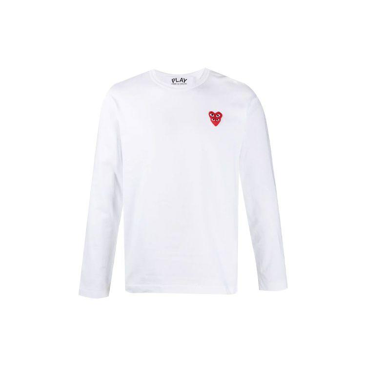 Футболка Comme des Garçons PLAY Mini с длинными рукавами и логотипом, белая, мужская, P1T292-2 XXL