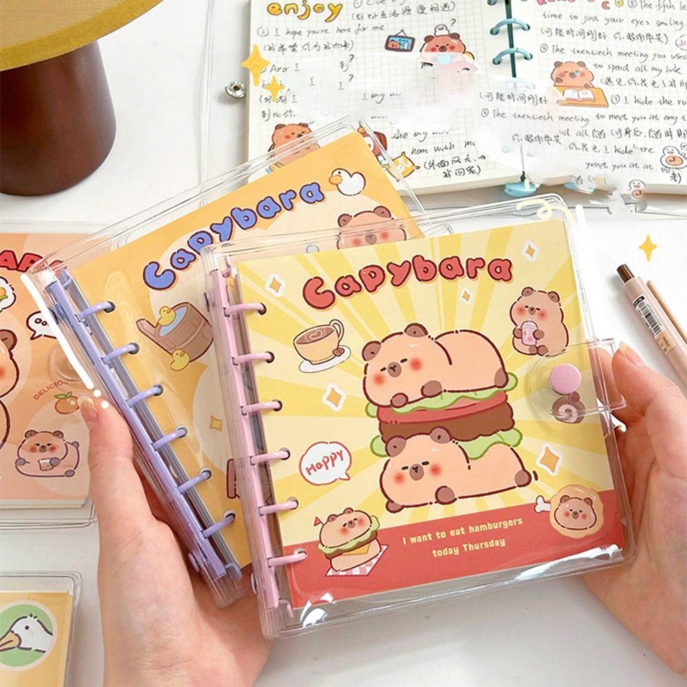 

Папка-регистратор с 6 отверстиями, ежедневные заметки, мультяшный блокнот, портативный блокнот с изображением капибары, школьные принадлежности