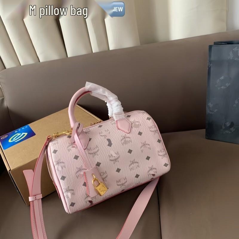 Bolsa Boston Feminina Marca M 2025 - Estampa de Flor Antiga com Fecho Dourado