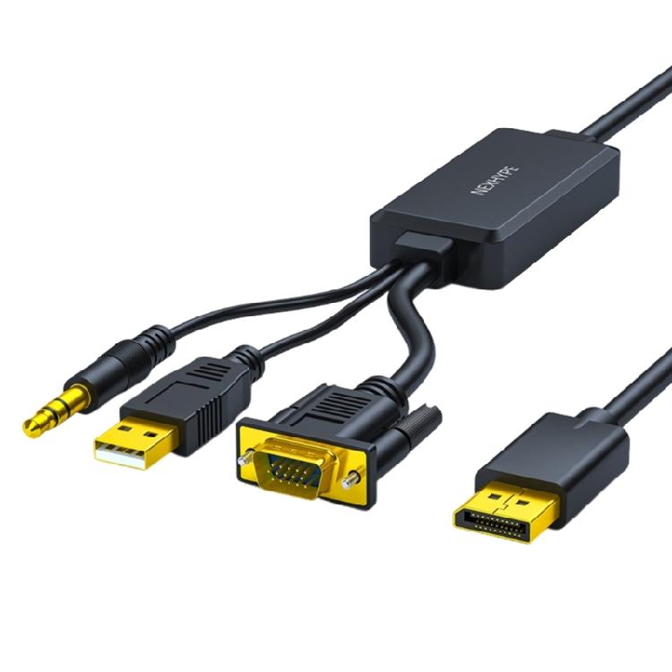 Универсальный кабель-конвертер VGA (папа) на DP (папа) с поддержкой звука и высокого разрешения 1920x1080 для компьютерного дисплея 1
