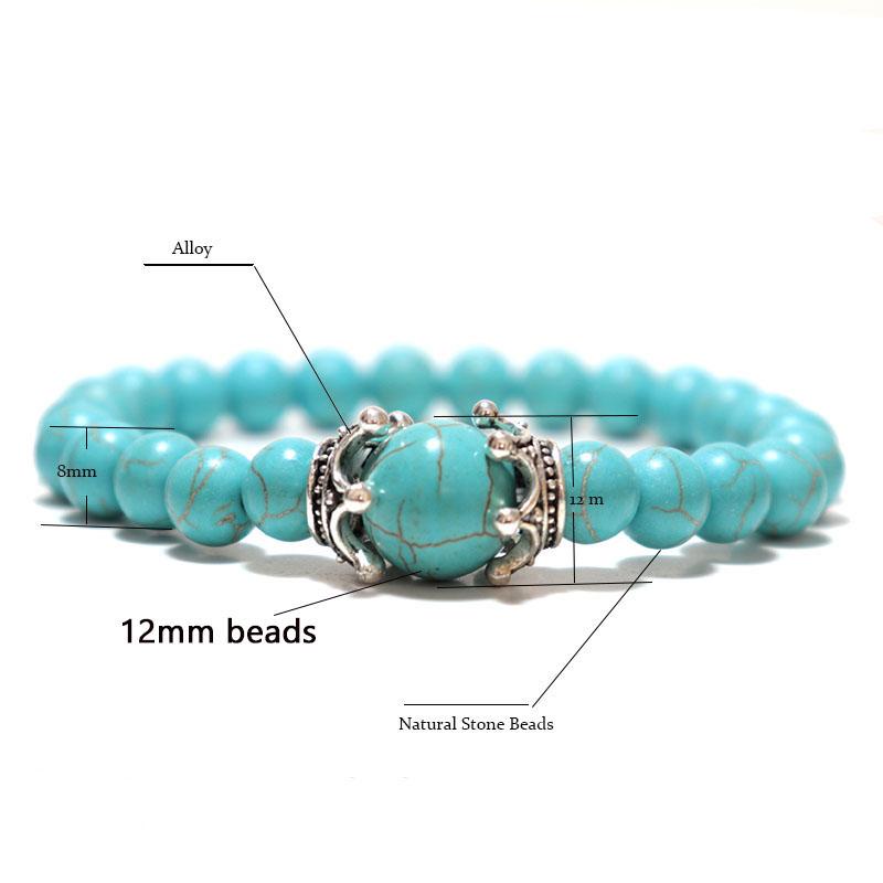Noter Natural Tiger eye Bracelets Men Antique Crown Braslet 8mm Obsidian Lava Stone Brazalete Male Accessories Pulseira Armband