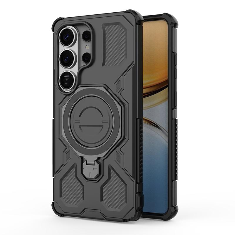 KEYSION Shockproof Magnetic Case for Samsung S26 Ultra 5G Upright Live Metal Ring Stand Phone Back Cover for Galaxy S26 S26+Plus