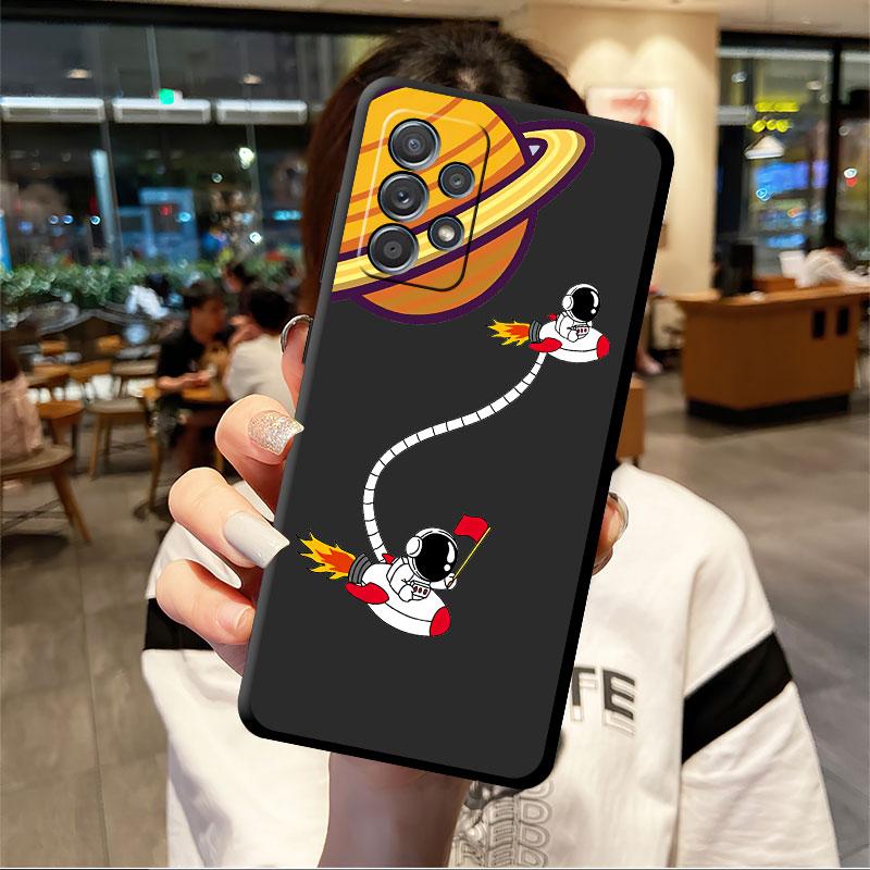 Cartoon Space Astronaut Phone Case for Samsung Galaxy A72 A52 5G A21s A12 A13 A11 A22 A32 A51 4G A71 A31 A23 Soft Silicone
